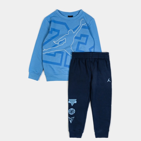 NWT Jordan “See Me Shine” Blue Crewneck Top and Jogger Set, Size 4 - Picture 1 of 2
